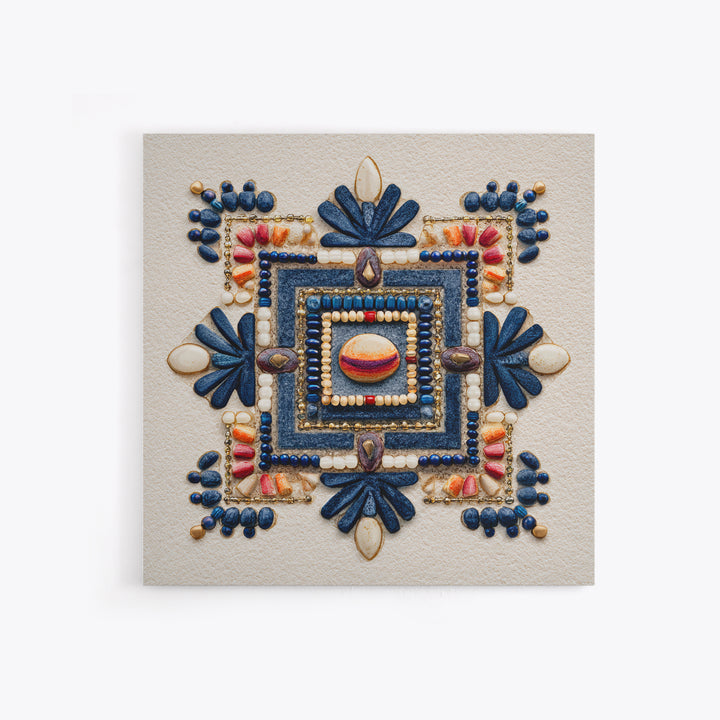 Beaded Jewelry Still Life Framed Canvas Print, Tribal Art, Fine Art Print, Living Room Decor, Watercolor Art, Tribal, TRI-1x1-58