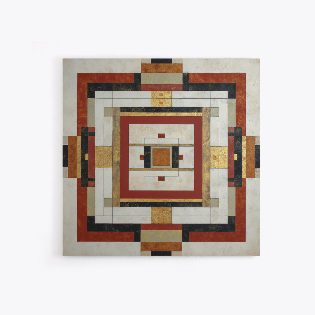 Geometric Border Design by Global Textiles Framed Canvas Print, Tribal Art, Abstract Print, Living Room Decor, Fine Art, Tribal, TRI-1x1-68