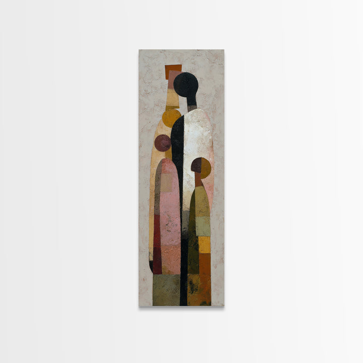 Abstract Family Figures Canvas Print, Tribal Art, Rustic Home Decor, Living Room Decor, Fine Art, Tribal, Modern Decor, TRI-1x3-11