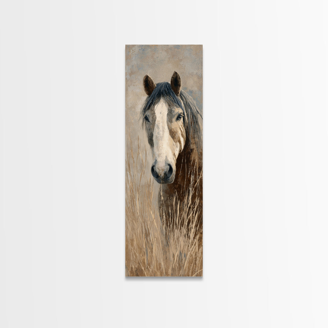 Tribal Horse Pattern Framed Canvas Print, Tribal Art, Fine Art Print, Living Room Decor, Oil Painting, Tribal, Wall Decor, TRI-1x3-30