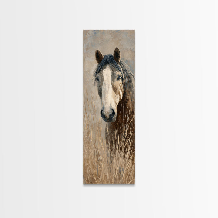 Tribal Horse Pattern Framed Canvas Print, Tribal Art, Fine Art Print, Living Room Decor, Oil Painting, Tribal, Wall Decor, TRI-1x3-30