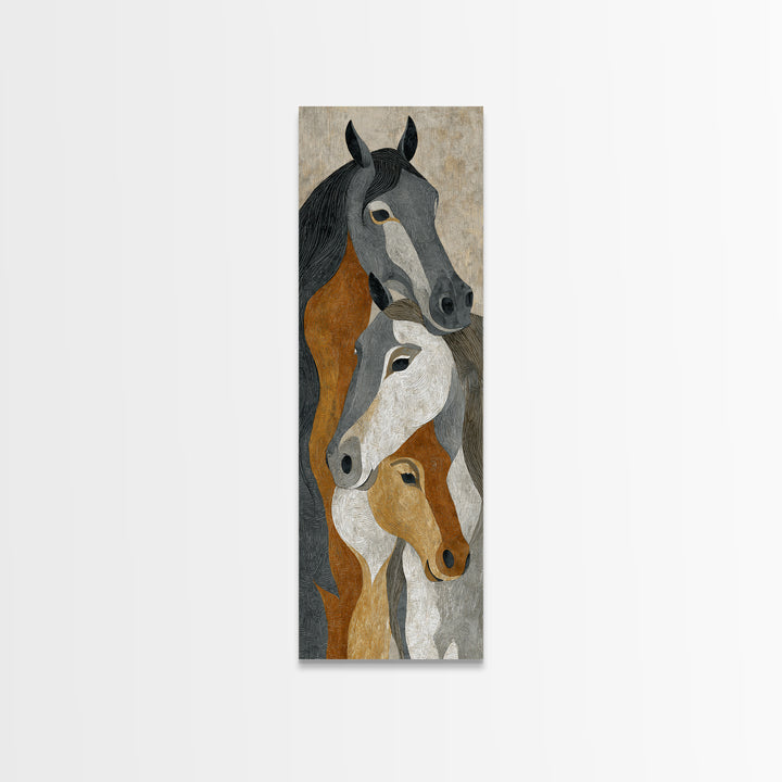 Tribal Horse Pattern Framed Canvas Print, Tribal Art, Fine Art Print, Living Room Decor, Oil Painting, Tribal, Wall Decor, TRI-1x3-54