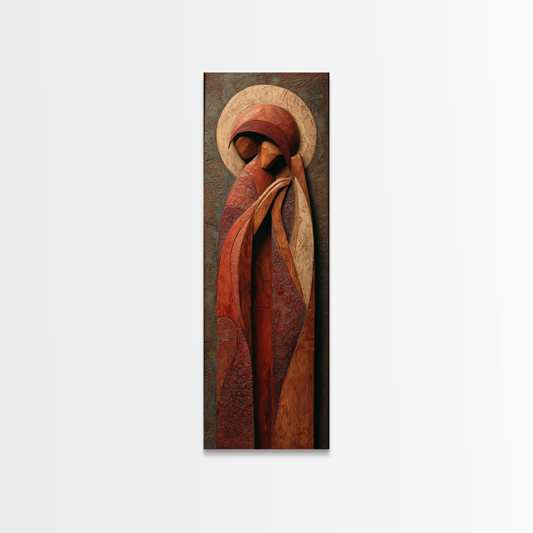 Carved Wood Figure Canvas Print, Tribal Art, Original Painting, Living Room Decor, Fine Art, Tribal, Canvas Painting, TRI-1x3-57