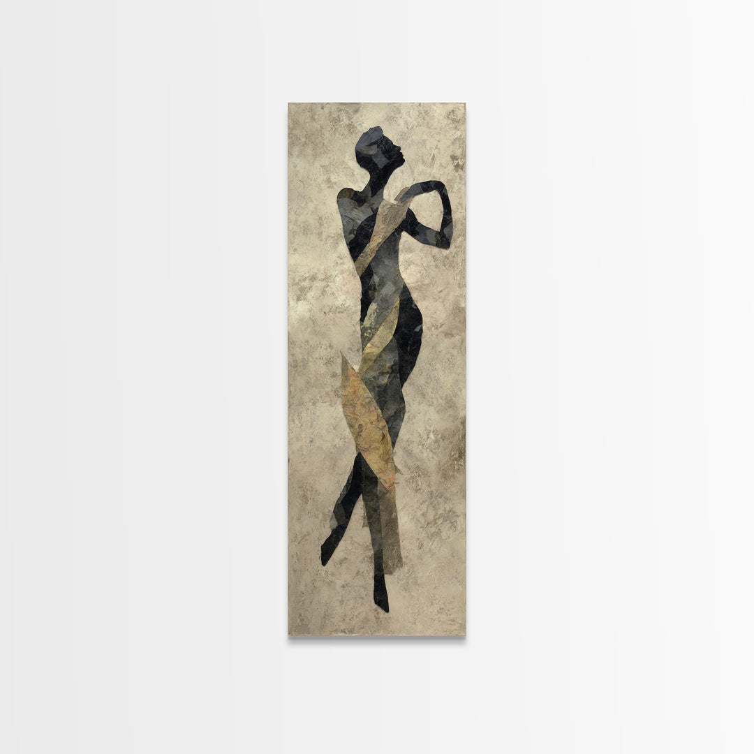 Ceremonial Dancer Silhouette Canvas Print, Tribal Art, Living Room Decor, Oil Painting, Tribal, Unique Wall Art, TRI-1x3-63