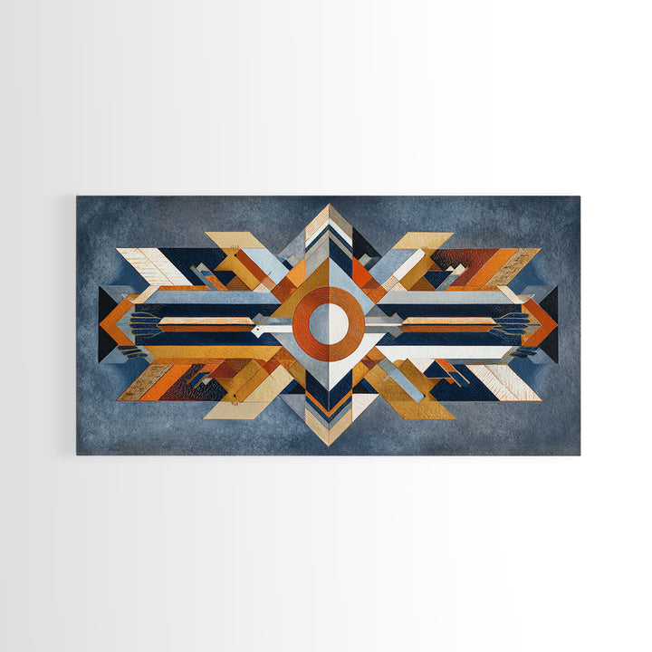Eagle Totem with Feathers and Geometric Shapes Canvas Print, Tribal Art, Home Decor, Living Room Decor, Abstract Art, Tribal, TRI-2x1-32