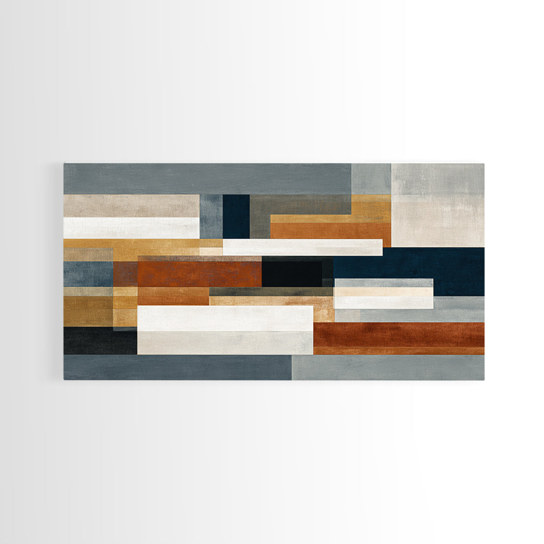 Earth Tone Geometric Pattern by Woven Cloth Canvas Print, Tribal Art, Abstract Painting, Living Room Decor, Fine Art, Tribal, TRI-2x1-70