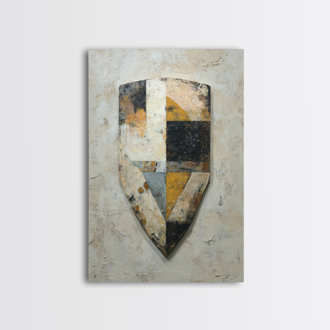 Hand Painted Shield Motif Framed Canvas Print, Tribal Art, Native American Art, Living Room Decor, Tribal, Gallery Decor, TRI-2x3-13