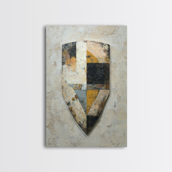Hand Painted Shield Motif Framed Canvas Print, Tribal Art, Native American Art, Living Room Decor, Tribal, Gallery Decor, TRI-2x3-13
