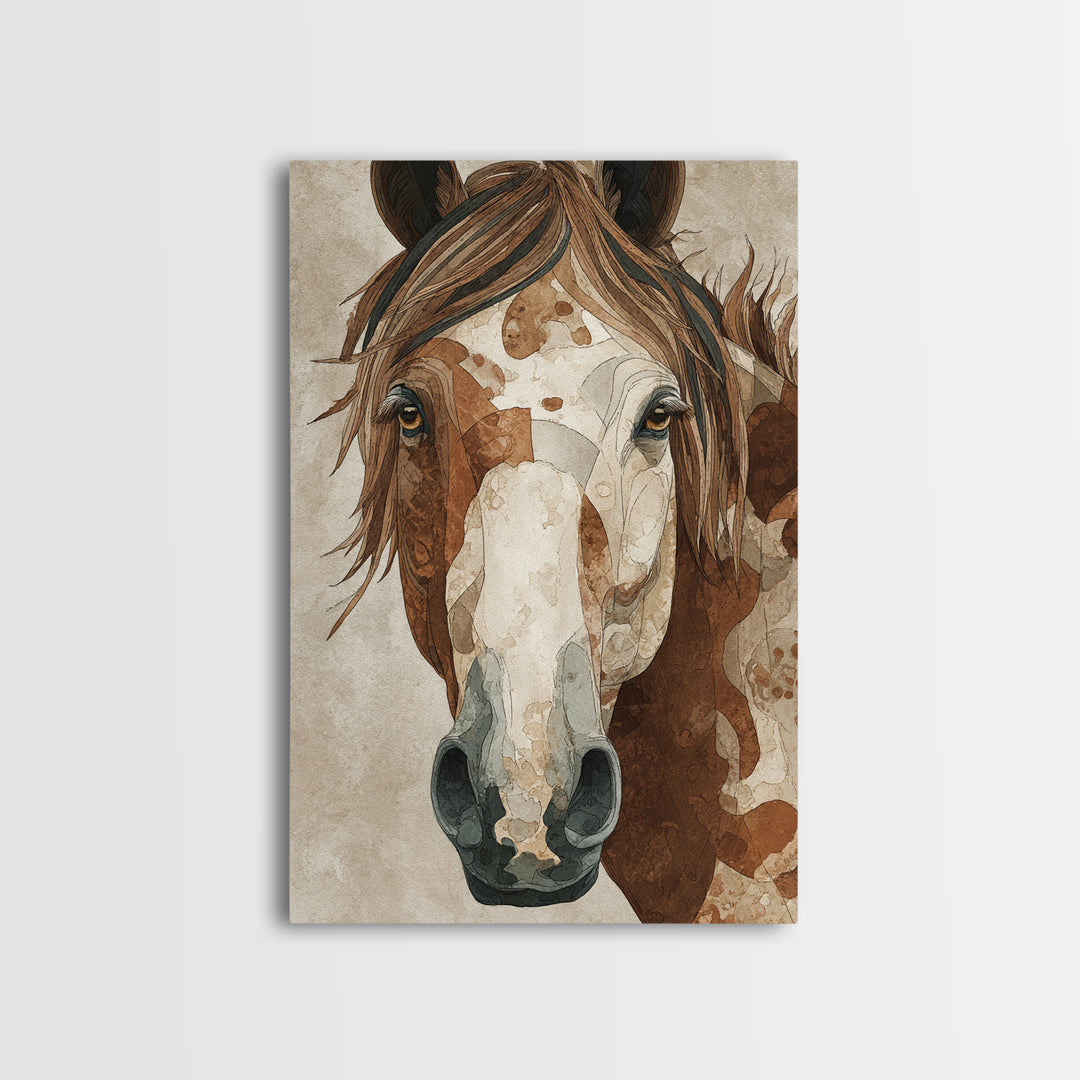 Tribal Horse Pattern Framed Canvas Print, Tribal Art, Art, Living Room Decor, Abstract Art, Tribal, Gallery Wall Art, TRI-2x3-26