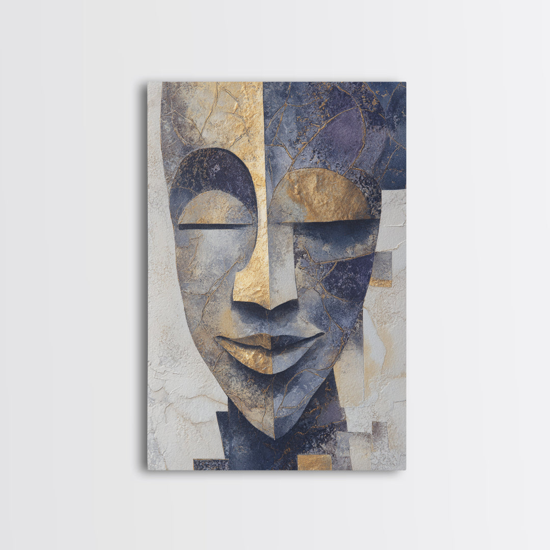 Bold Mask Portrait Canvas Print, Tribal Art, Canvas Painting, Living Room Decor, Oil Painting, Tribal, Original Abstract, TRI-2x3-9