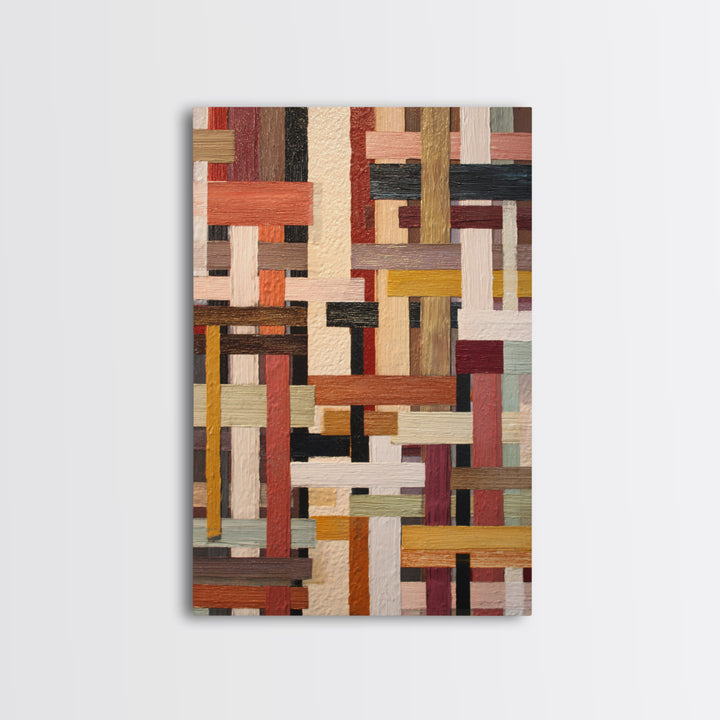 Woven Basket Pattern Enlarged as Modern Art Framed Canvas Print, Tribal Art, Afrocentric Wall Art, Living Room Decor, Tribal, TRI-2x3-94