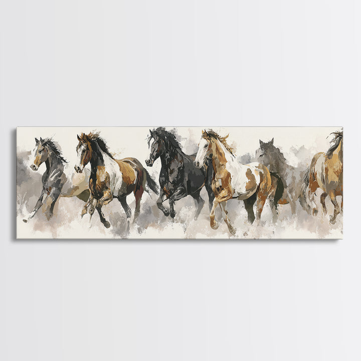 Tribal Horse Pattern Framed Canvas Print, Tribal Art, Boho Wall Decor, Living Room Decor, Fine Art, Tribal, Southwestern Decor, TRI-3x1-10