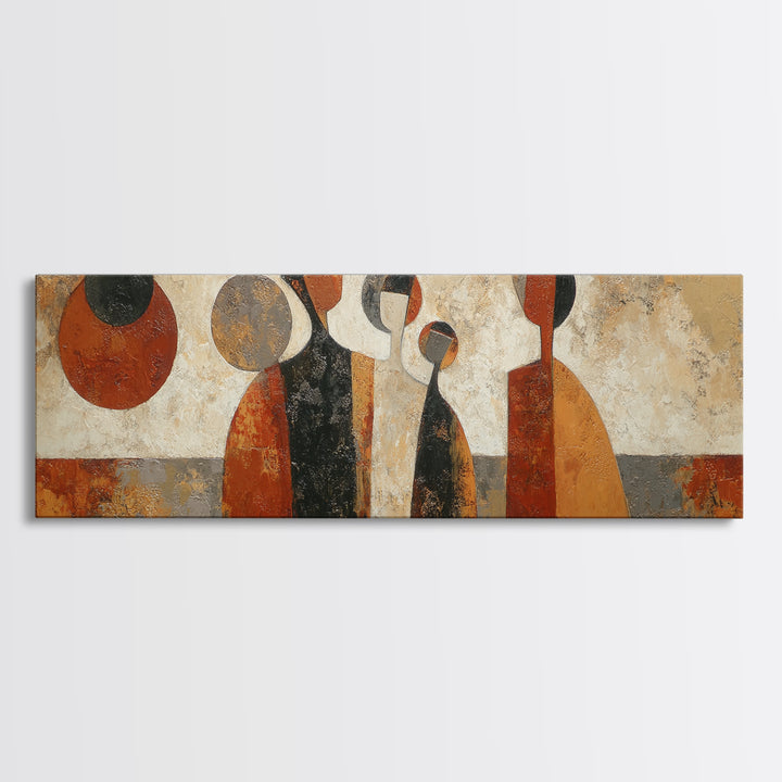 Abstract Family Figures Framed Canvas Print, Tribal Art, Fine Art Print, Living Room Decor, Fine Art, Tribal, Wall Decor, TRI-3x1-15