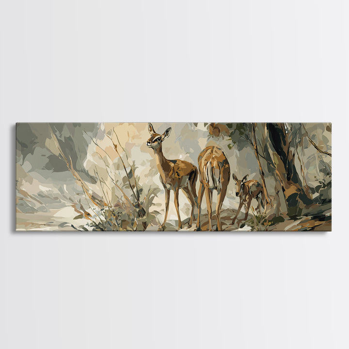 Ancient Cave Art Running Animals Canvas Print, Tribal Art, Modern Decor, Living Room Decor, Abstract Art, Tribal, Wall Decor, TRI-3x1-25