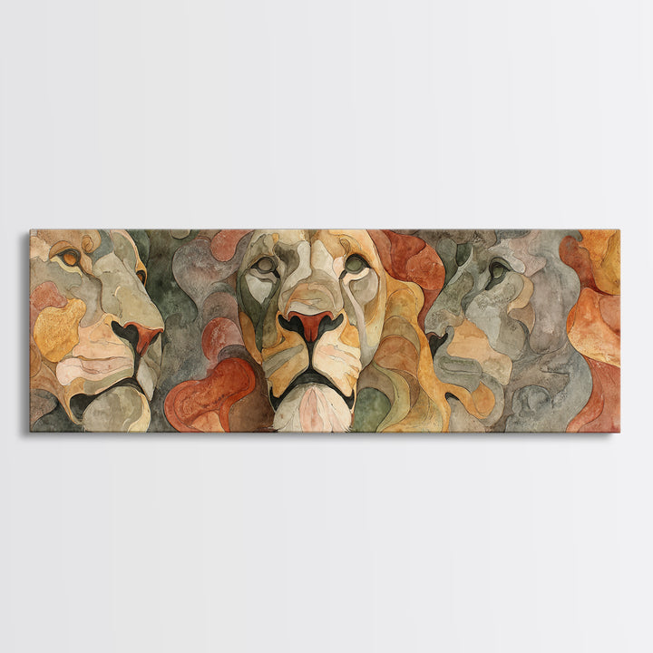 Lion Mask Abstraction Framed Canvas Print, Tribal Art, Gallery Decor, Living Room Decor, Abstract Art, Tribal, Home Decor, TRI-3x1-32