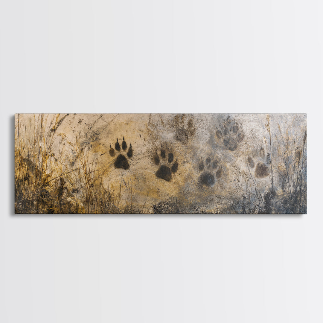 Handprint and Animal Track Composition Canvas Print, Tribal Art, Ethnic Art, Living Room Decor, Fine Art, Tribal, TRI-3x1-33