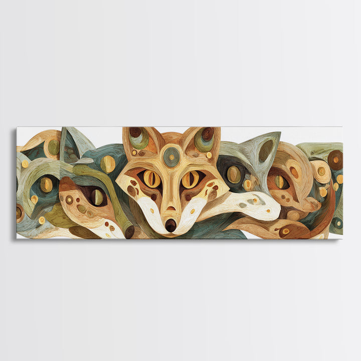 Stylized Animal Totem Framed Canvas Print, Tribal Art, Fine Art Print, Living Room Decor, Fine Art, Tribal, Wall Decor, TRI-3x1-44