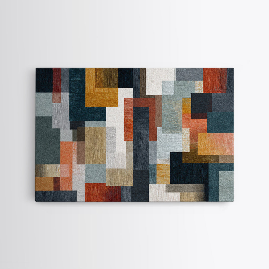 Earth Tone Geometric Pattern by Woven Cloth Canvas Print, Tribal Art, Minimalist Decor, Living Room Decor, Fine Art, Tribal, TRI-3x2-30