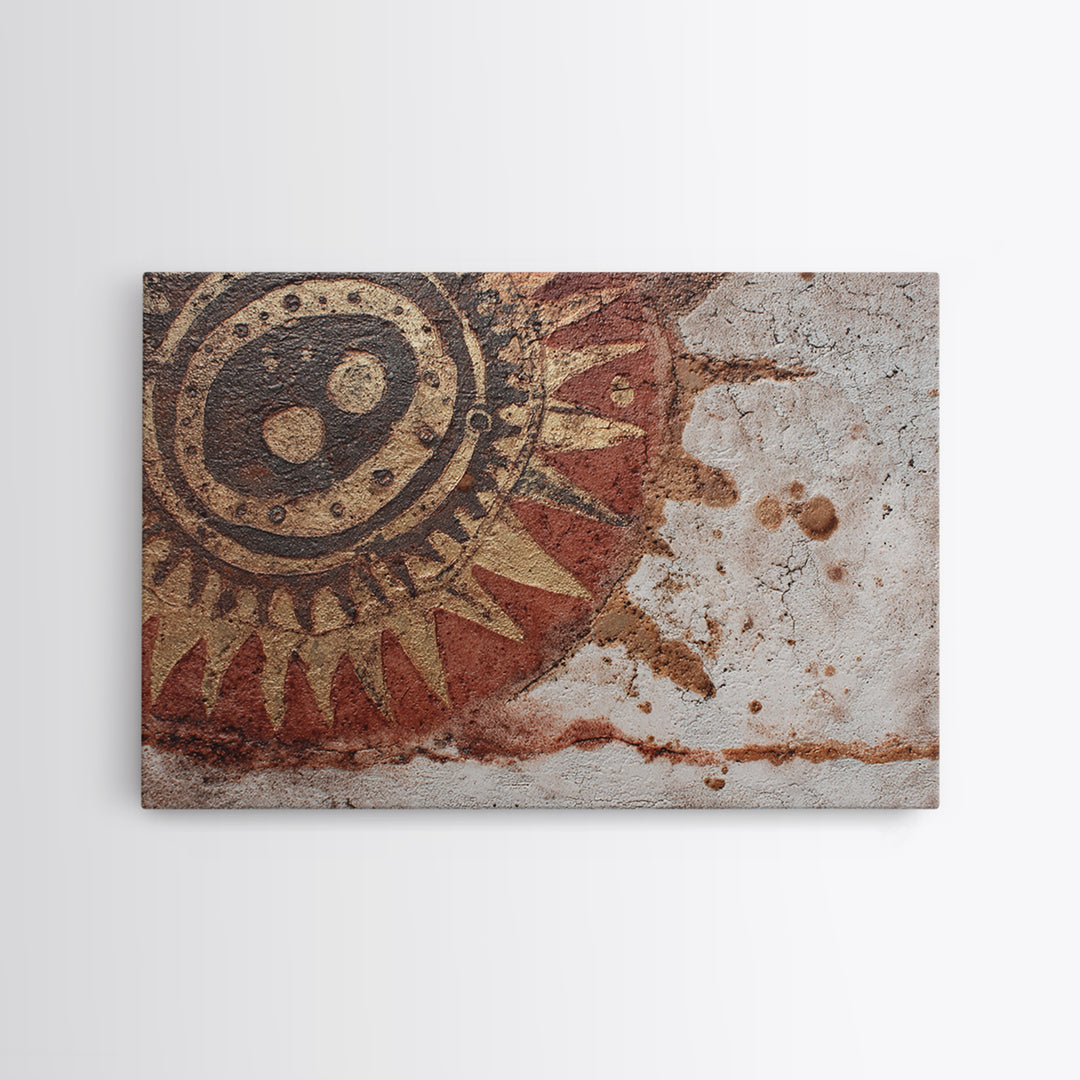 Handprint and Animal Track Composition Framed Canvas Print, Tribal Art, Room Decor, Living Room Decor, Fine Art, Tribal, TRI-3x2-45