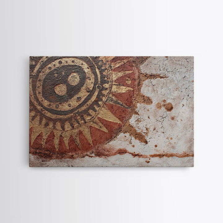 Handprint and Animal Track Composition Framed Canvas Print, Tribal Art, Room Decor, Living Room Decor, Fine Art, Tribal, TRI-3x2-45