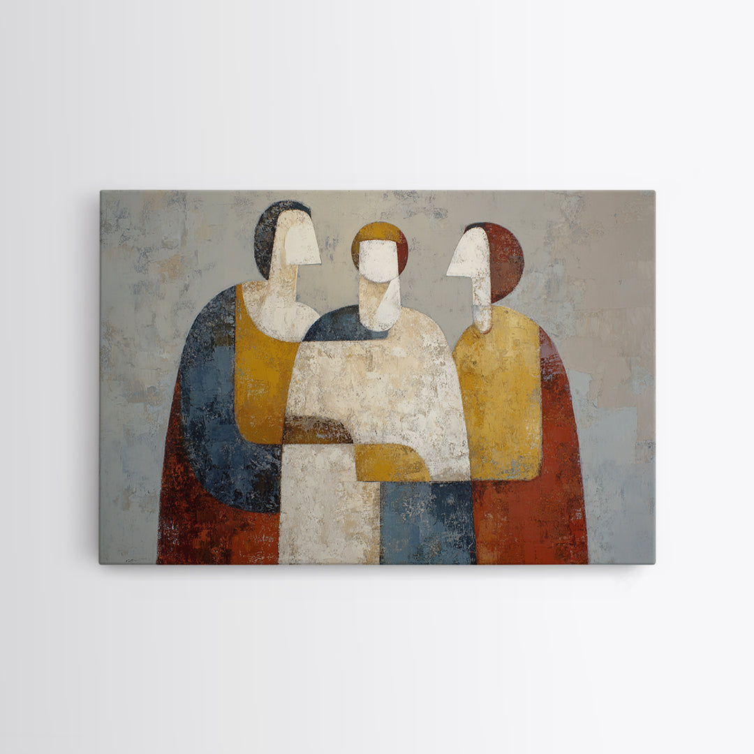 Abstract Family Figures Canvas Print, Tribal Art, Original Art, Living Room Decor, Fine Art, Tribal, Native American Art, TRI-3x2-51