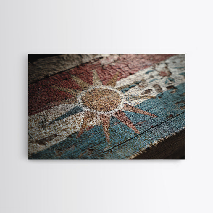 Tribal Sun Symbol Framed Canvas Print, Tribal Art, Fine Art Print, Living Room Decor, Fine Art, Tribal, Wall Decor, TRI-3x2-63