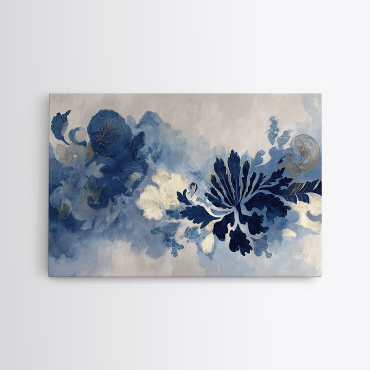 Indigo Textile Design Canvas Print, Tribal Art, Abstract Painting, Living Room Decor, Fine Art, Tribal, African Decor, TRI-3x2-84