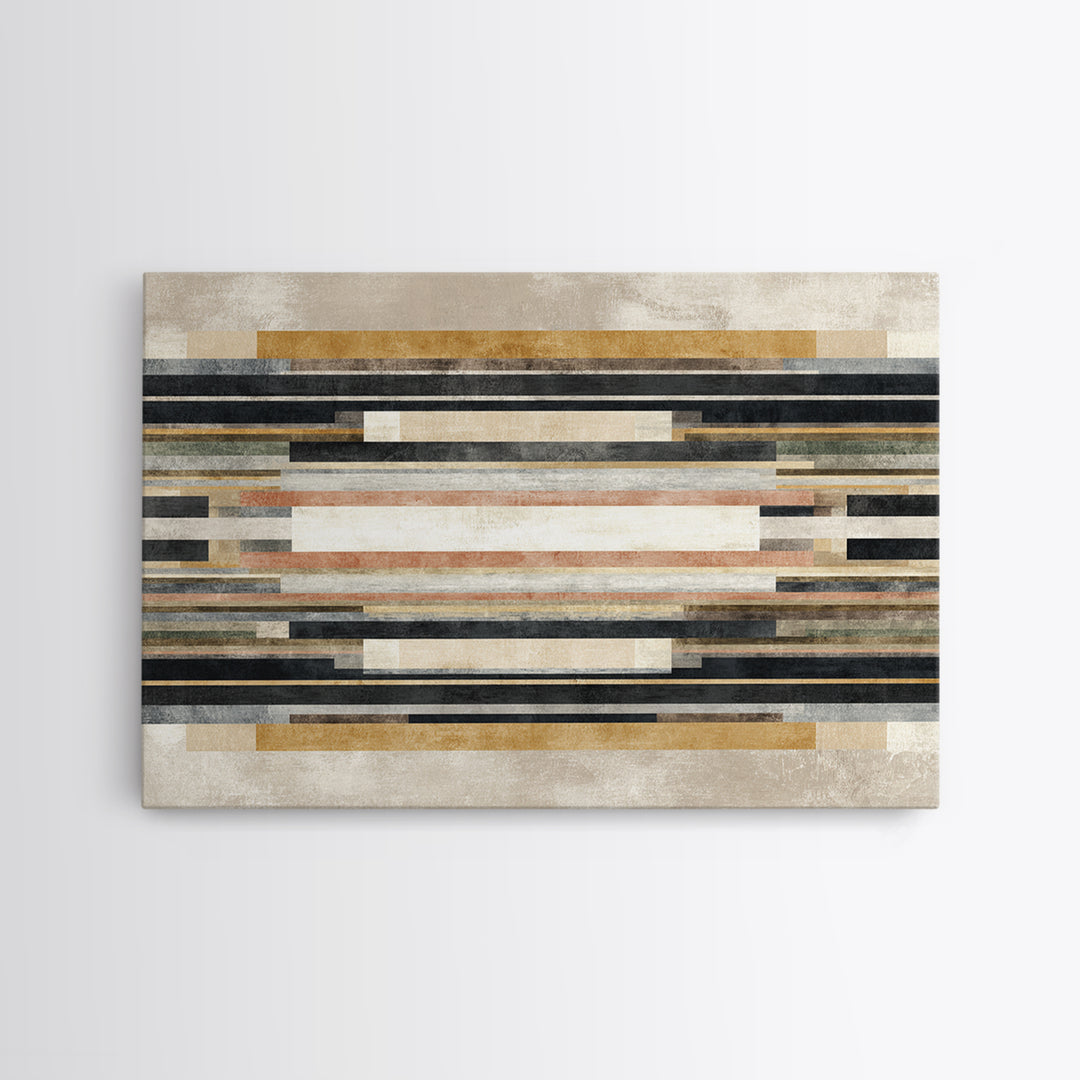 Geometric Border Design by Global Textiles Framed Canvas Print, Tribal Art, Gallery Wall Art, Living Room Decor, Tribal, TRI-3x2-96