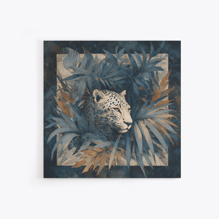 Leopard Hidden Among Palm Leaves Canvas Print, Tropical Art, Coastal Art, Living Room Decor, Fine Art, Tropic, Luxury Decor, TRO-1x1-14