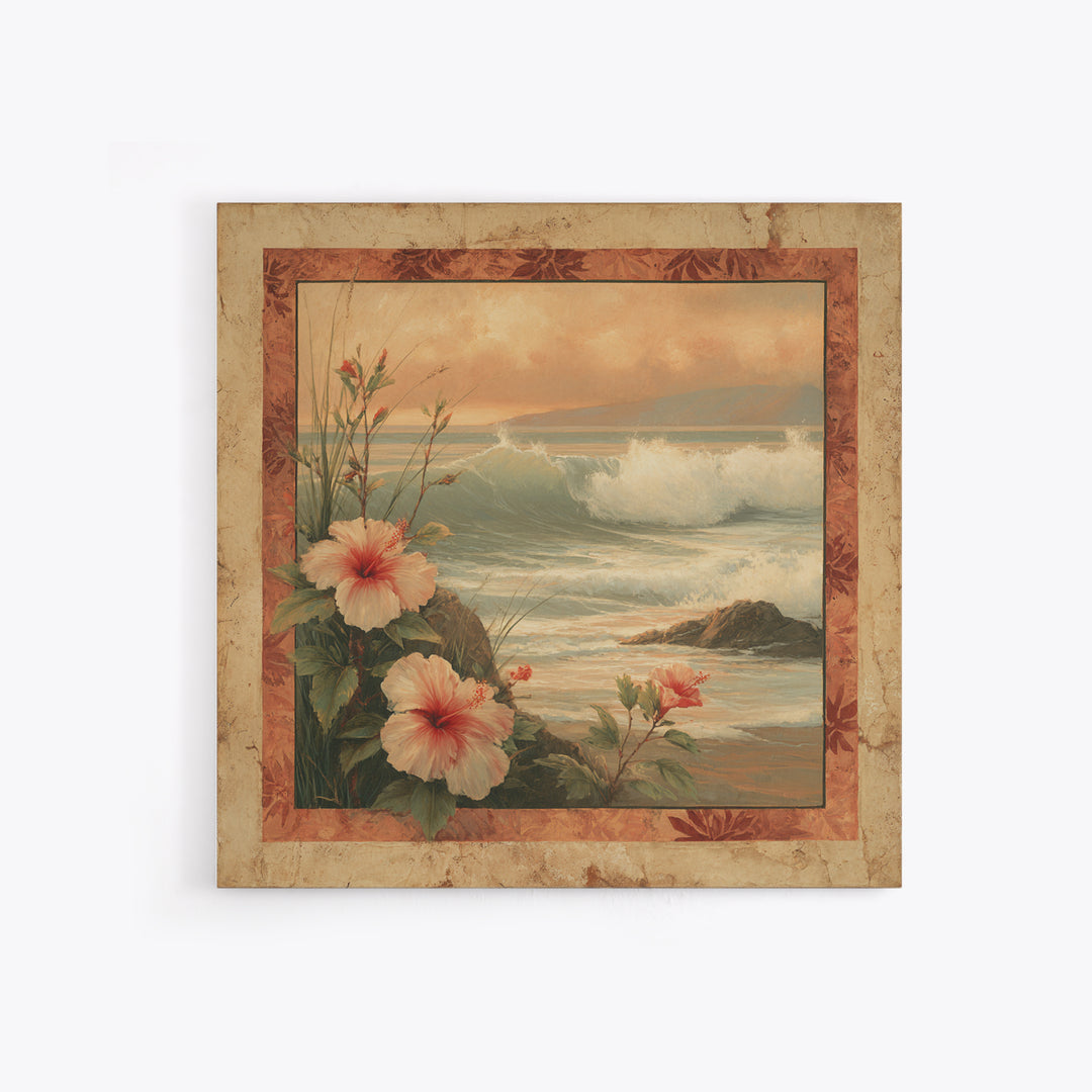 Sunset Surf Scene Canvas Print, Tropical Art, Beach Decor, Living Room Decor, Oil Painting, Tropic, Fine Art Print, TRO-1x1-22