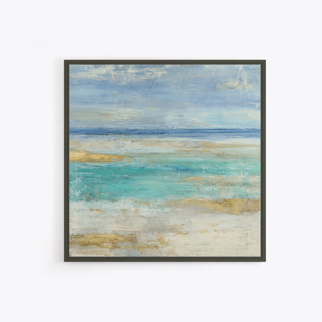 Tropical Lagoon with Turquoise Water Canvas Print, Tropical Art, Abstract Painting, Living Room Decor, Fine Art, Tropic, TRO-1x1-31