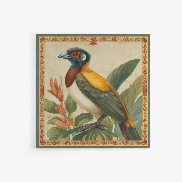 Colorful Jungle Bird Pattern Framed Canvas Print, Tropical Art, Digital Print, Living Room Decor, Tropic, Downloadable Prints, TRO-1x1-44