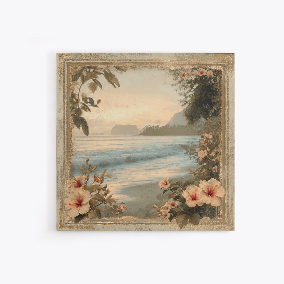 Sunset Surf Scene Framed Canvas Print, Tropical Art, Gallery Wall Art, Living Room Decor, Fine Art, Tropic, Textured Painting, TRO-1x1-46