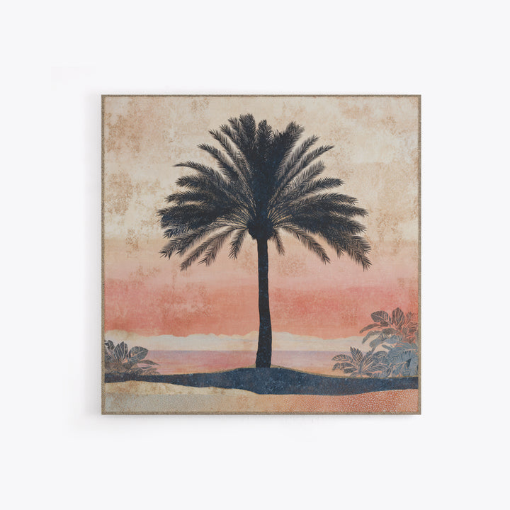 Palm Tree Silhouettes Framed Canvas Print, Tropical Art, Abstract Painting, Living Room Decor, Fine Art, Tropic, Gallery Decor, TRO-1x1-52