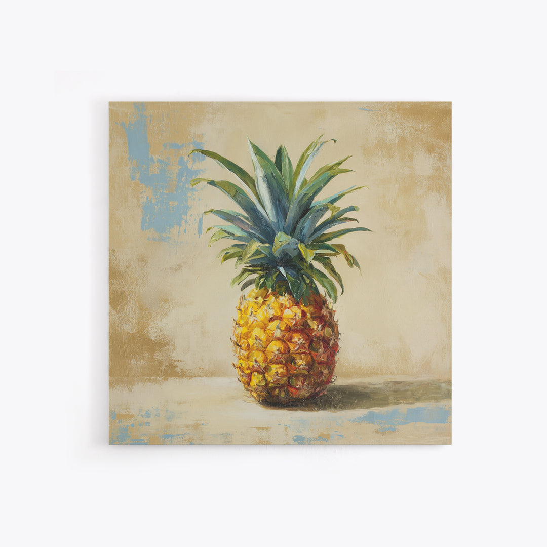 Pineapple and Palm Still Life Framed Canvas Print, Tropical Art, Downloadable Prints, Living Room Decor, Watercolor Art, Tropic, TRO-1x1-6