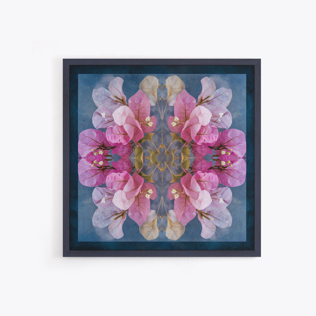 Pink Bougainvillea over White Wall Framed Canvas Print, Tropical Art, Abstract Painting, Living Room Decor, Fine Art, Tropic, TRO-1x1-64