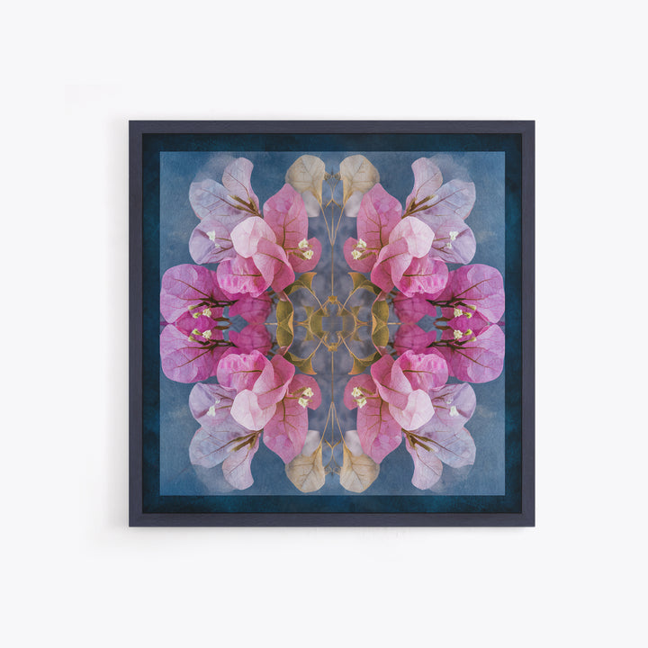 Pink Bougainvillea over White Wall Framed Canvas Print, Tropical Art, Abstract Painting, Living Room Decor, Fine Art, Tropic, TRO-1x1-64