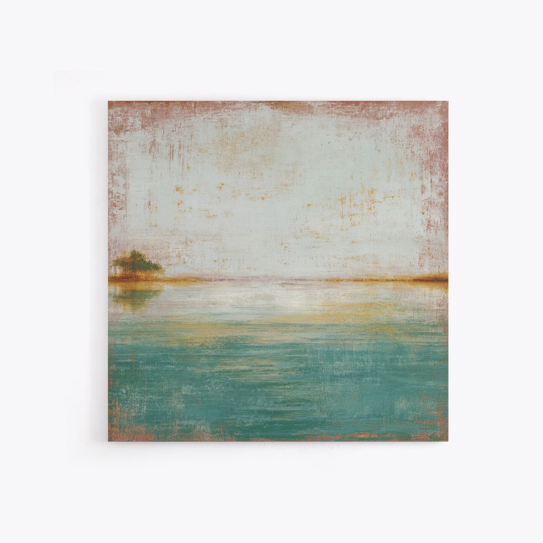 Tropical Lagoon with Turquoise Water Framed Canvas Print, Tropical Art, Pink Wall Art, Living Room Decor, Fine Art, Tropic, TRO-1x1-7