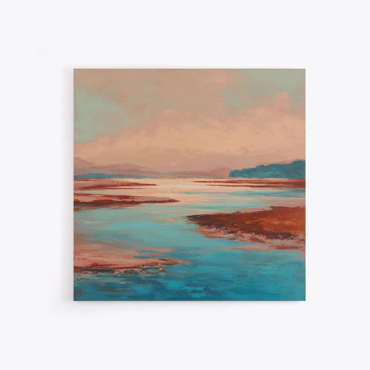 Tropical Lagoon with Turquoise Water Framed Canvas Print, Tropical Art, Boho Decor, Living Room Decor, Oil Painting, Tropic, TRO-1x1-79