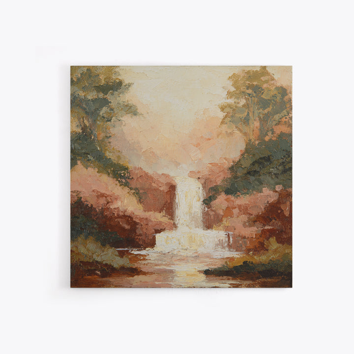 Jungle Waterfall with Misty Light Canvas Print, Tropical Art, Minimalist Decor, Living Room Decor, Fine Art, Tropic, TRO-1x1-85
