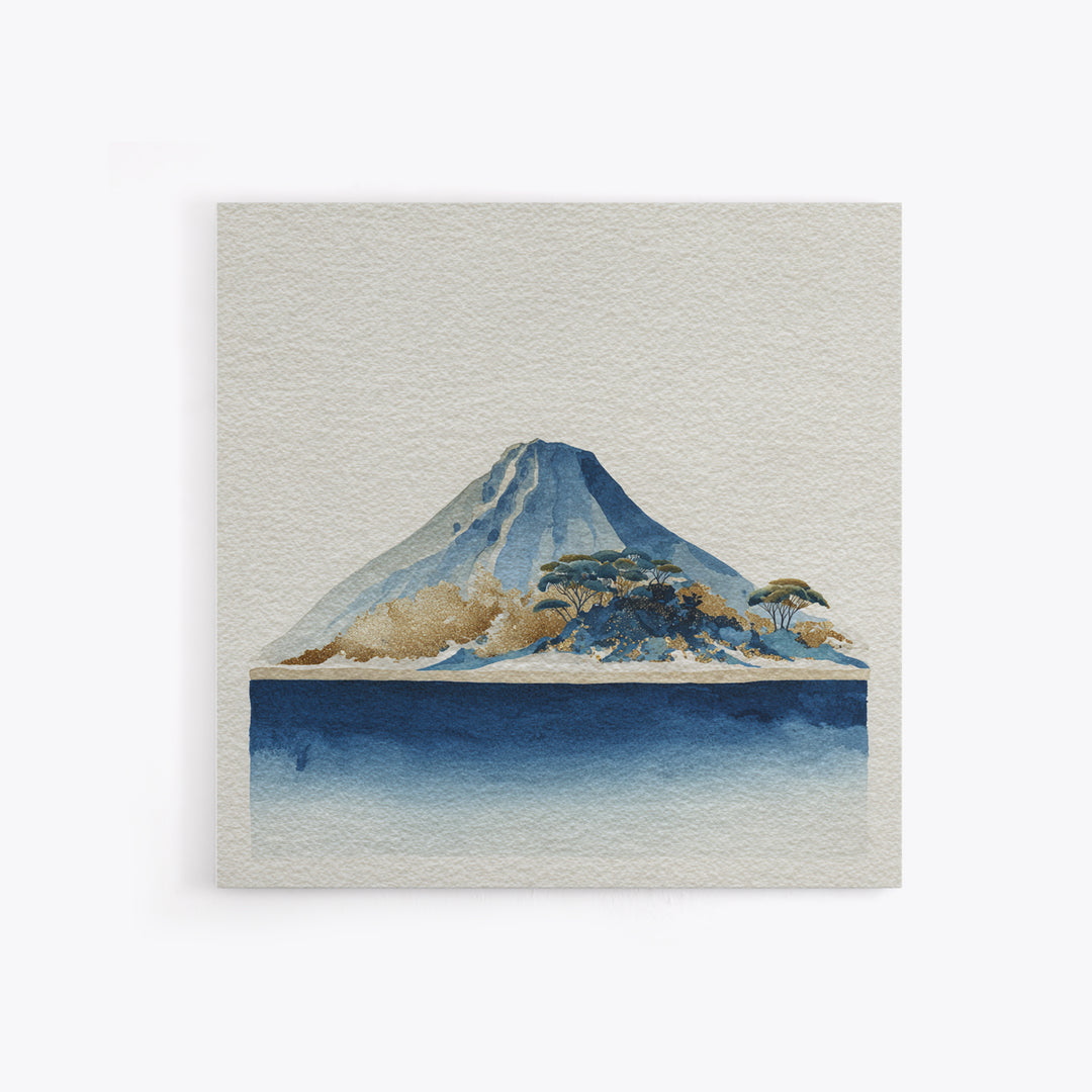 Island Volcano with Lush Foreground Canvas Print, Tropical Art, Contemporary Art, Living Room Decor, Fine Art, Tropic, TRO-1x1-89