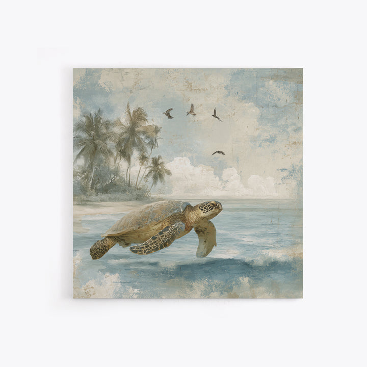 Sea Turtle Near Tropical Reef Canvas Print, Tropical Art, Room Decor, Living Room Decor, Fine Art, Tropic, Printable, TRO-1x1-91