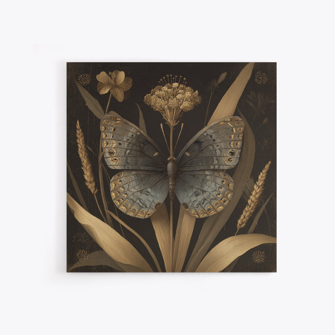 Tropical Butterfly and Flower Study Canvas Print, Tropical Art, Fine Art Print, Living Room Decor, Watercolor Art, Tropic, TRO-1x1-95