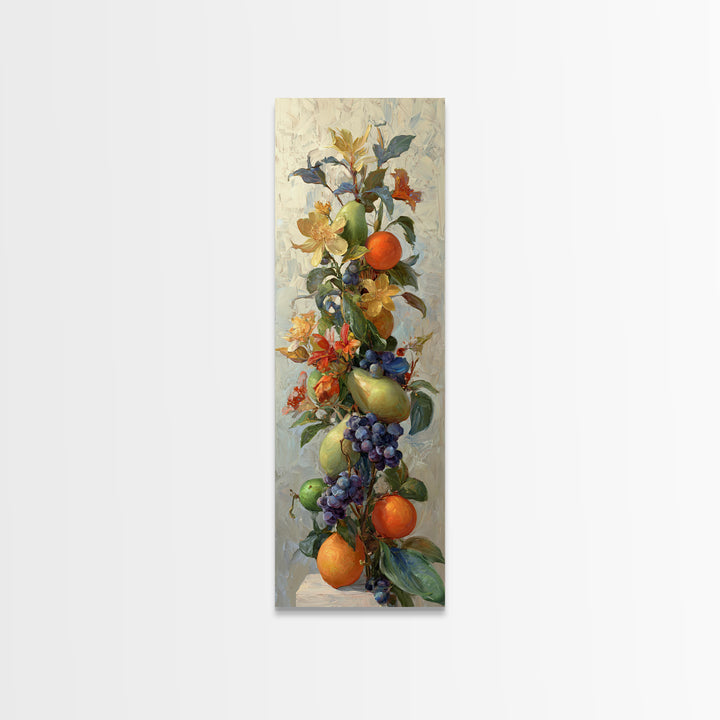 Bright Papaya and Lime Still Life Canvas Print, Tropical Art, Wall Art, Living Room Decor, Oil Painting, Tropic, Pink Wall Art, TRO-1x3-12