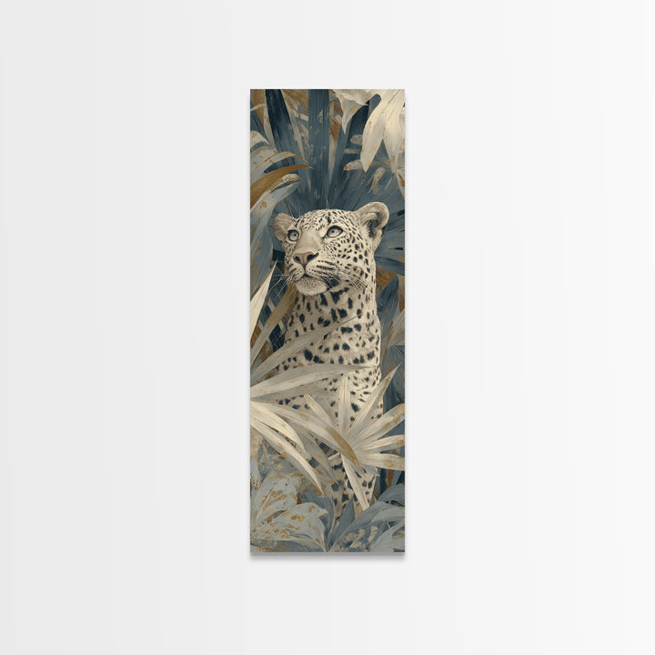 Leopard Hidden Among Palm Leaves Canvas Print, Tropical Art, Whimsical Art, Living Room Decor, Fine Art, Tropic, TRO-1x3-2