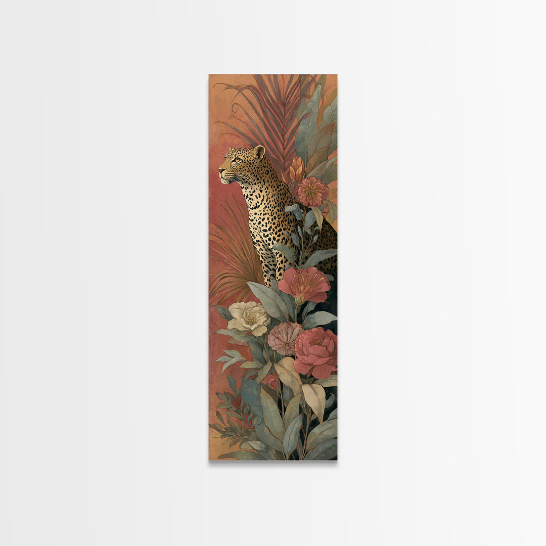 Leopard Hidden Among Palm Leaves Canvas Print, Tropical Art, Whimsical Art, Living Room Decor, Fine Art, Tropic, TRO-1x3-26