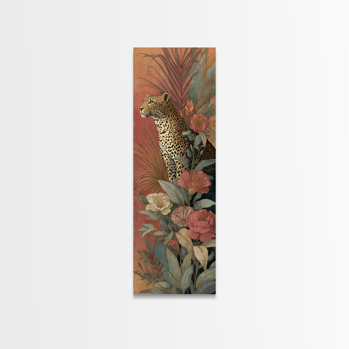 Leopard Hidden Among Palm Leaves Canvas Print, Tropical Art, Whimsical Art, Living Room Decor, Fine Art, Tropic, TRO-1x3-26