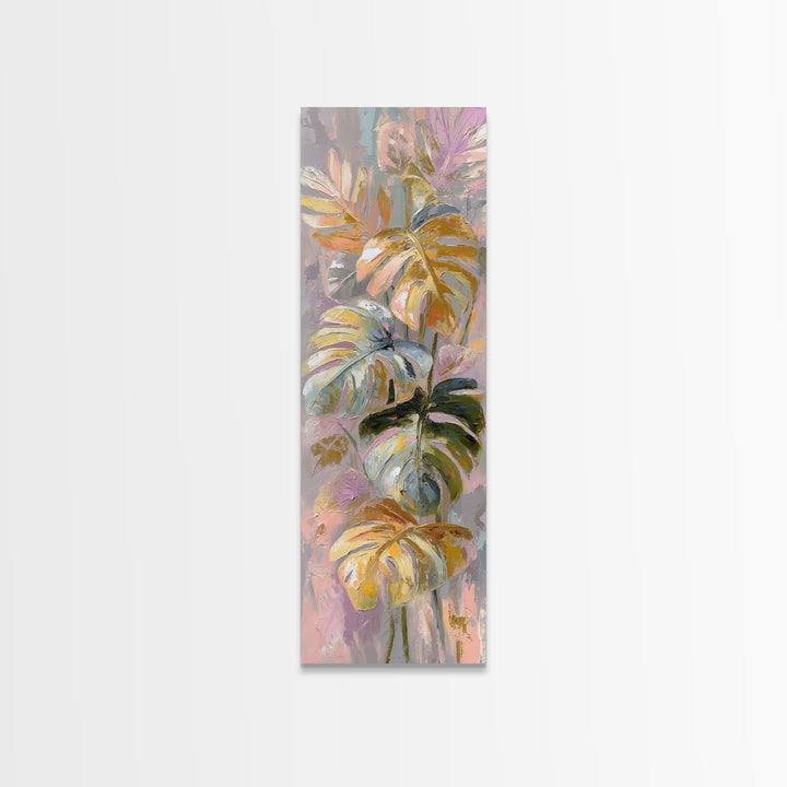 Lush Monstera Leaves Canvas Print, Tropical Art, Minimalist Decor, Living Room Decor, Fine Art, Tropic, Digital Print, TRO-1x3-37