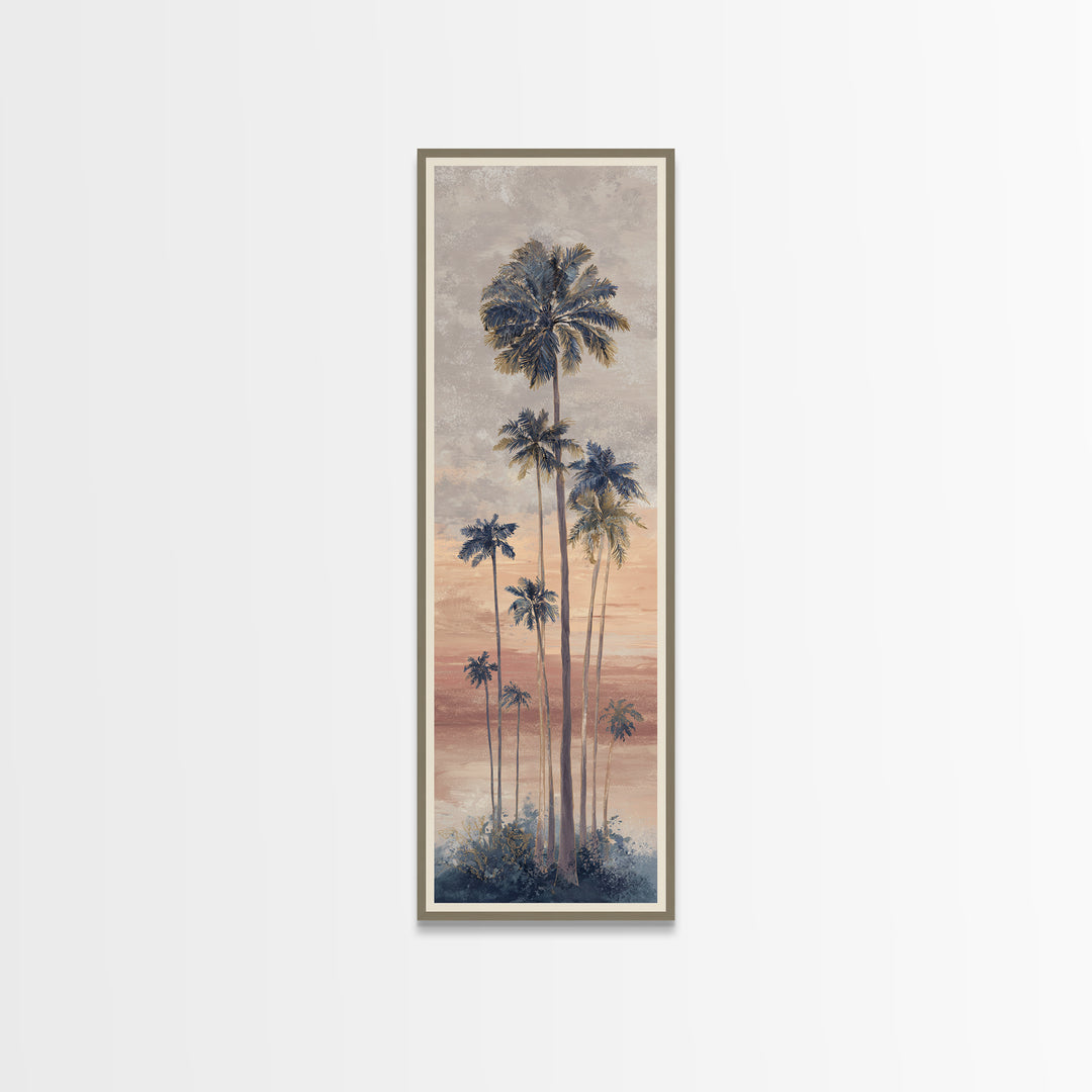 Palm Tree Silhouettes Canvas Print, Tropical Art, Pink Wall Art, Living Room Decor, Fine Art, Tropic, Coastal Art, Beach Print, TRO-1x3-40