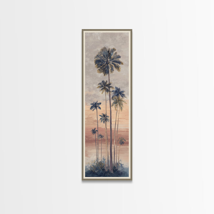 Palm Tree Silhouettes Canvas Print, Tropical Art, Pink Wall Art, Living Room Decor, Fine Art, Tropic, Coastal Art, Beach Print, TRO-1x3-40